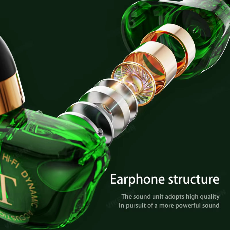 Dynamic Wired Earphones HIFI Heavy Bass Music Headset Earbuds 3.5MM in Ear with Mic Race Sport Gaming Headphone Noise Cancelling