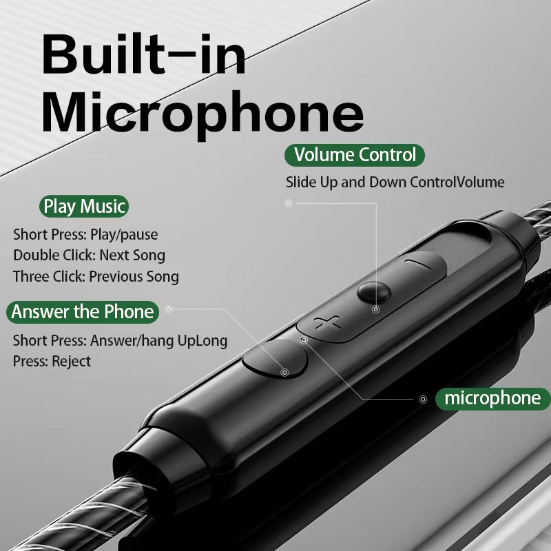 Dynamic Wired Earphones HIFI Heavy Bass Music Headset Earbuds 3.5MM in Ear with Mic Race Sport Gaming Headphone Noise Cancelling