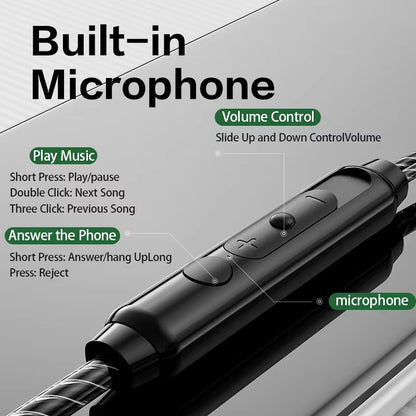 Dynamic Wired Earphones HIFI Heavy Bass Music Headset Earbuds 3.5MM in Ear with Mic Race Sport Gaming Headphone Noise Cancelling